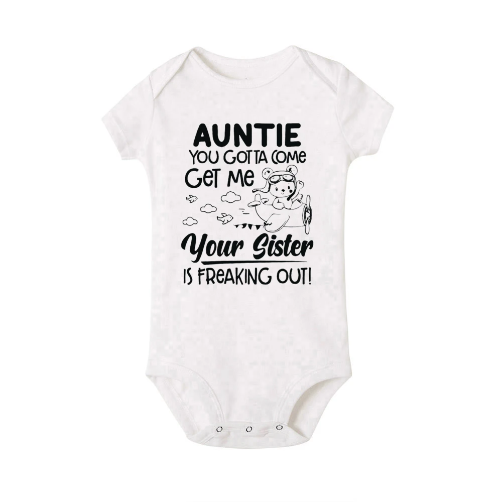 Aunite You Gotta Come Get Me Your Sister Is Freaking Out Printed Baby Romper Newborn Summer Bodysuit Infant Short Sleeve Clothes