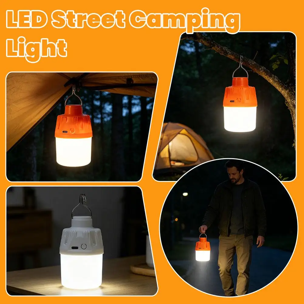 Aurora Orange USB Charging LED Bulb Portable Dimmable Camping Light Rechargeable Hanging Tent Lantern For Power Outage