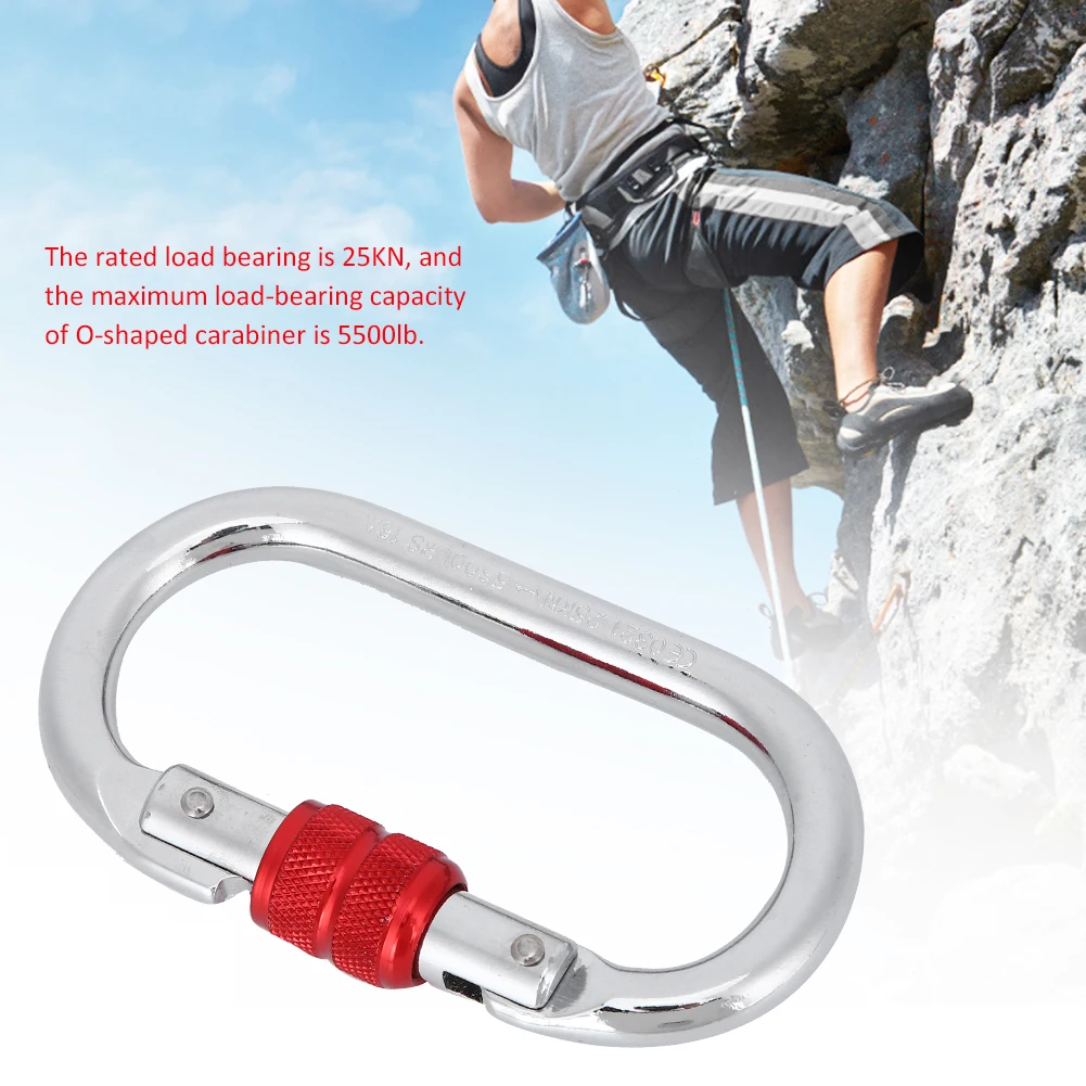 Runder Kletterkarabiner Sicherheitsclip O-Ring Stahlverschluss Hochbelastbarer Kletter-Hauptverschluss O-Ring Kletterkarabiner
