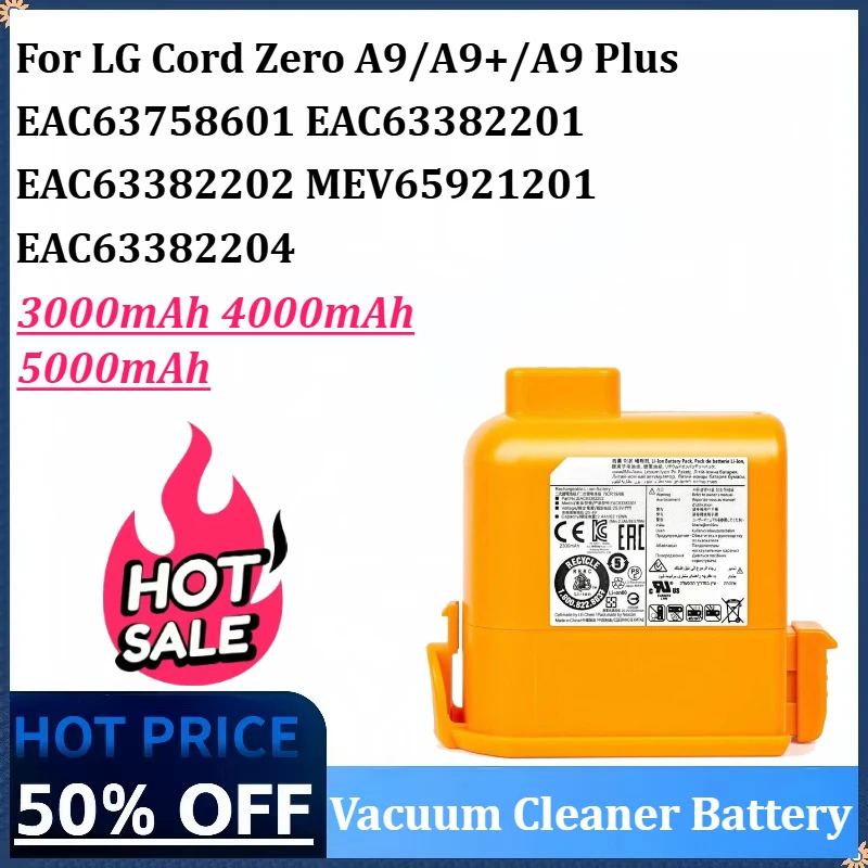

Vacuum Cleaner Battery 3-5Ah for LG Cord Zero A9, A9+, A9 Plus EAC63758601, EAC63382201, EAC63382202, MEV65921201, EAC63382204