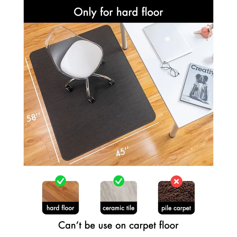 Chair Mat for Hardwood Floor Under Desk Computer Rolling Chair Mat for Wood Tile Floor NonSlip Heavy Duty Desk Rug PVC Plastic