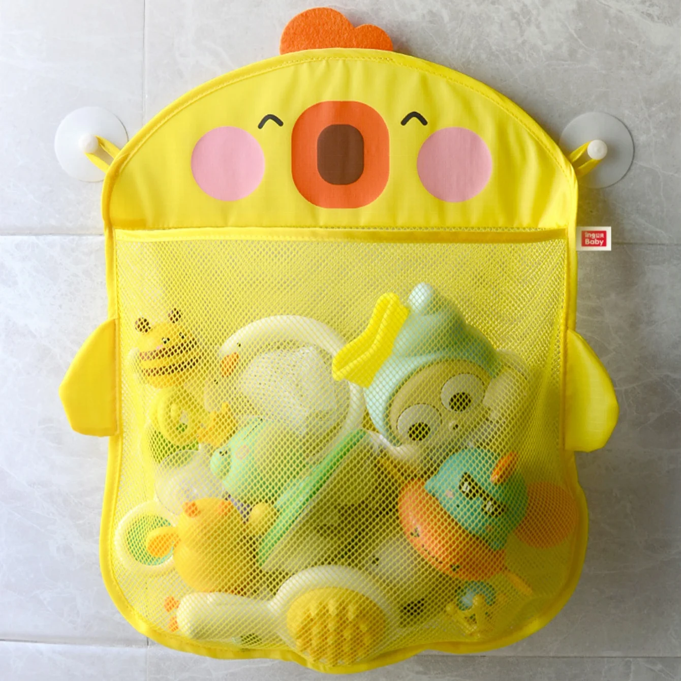 Cartoon Gelbe Ente Aufbewahrungstasche, Badespielzeug-Aufbewahrungstasche für Kinder, wandmontierte Cartoon-Hängetasche, Badezimmer-Aufbewahrung