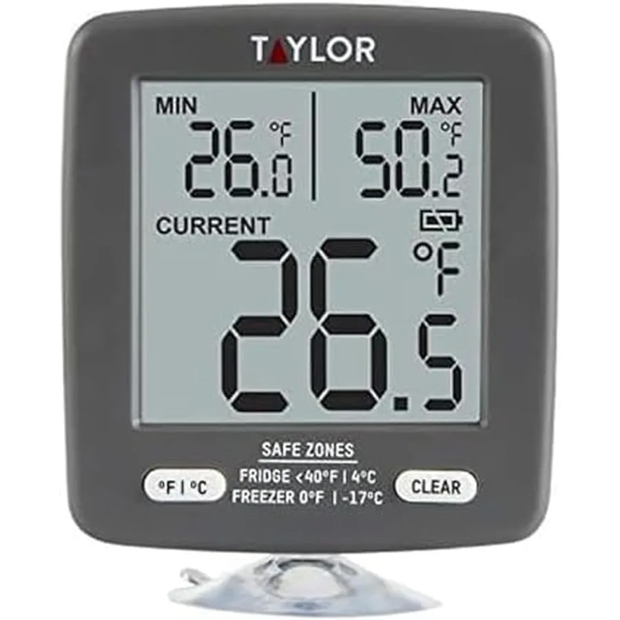 Thermomètre numérique pour réfrigérateur et congélateur de cuisine à écran LCD avec suivi de la température Min Max sur écran de 2 pouces pour une précision