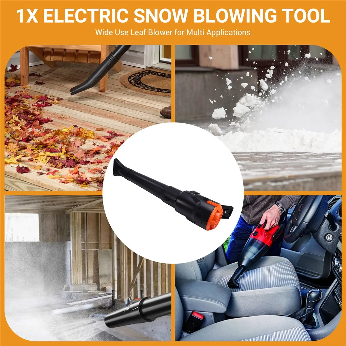 (A75U) Electric Industrial Hair Dryer Leaf Blower Garden High-Power Snow Blowing Tool for 21V Makita Battery(Without Battery)