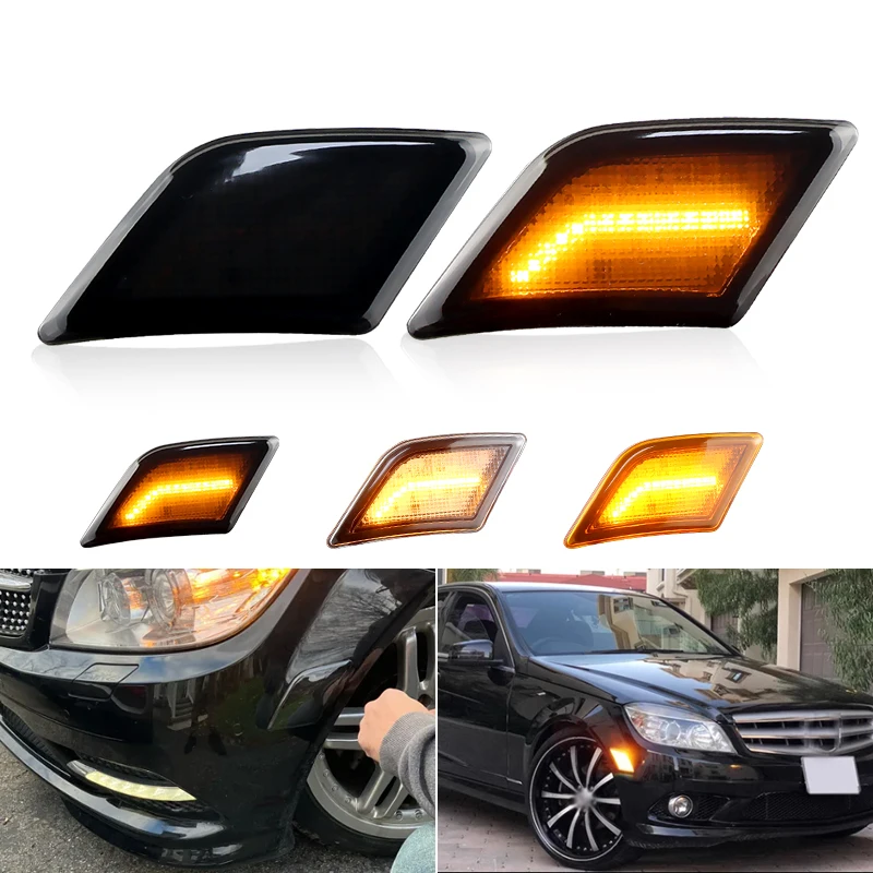 2PCS LED Bulb Front Side Marker Light Kit For 2008-11 Mercedes Pre-LCI W204 C250 C300 C350 C63 AMG, Replace OEM Sidemarker Lamps