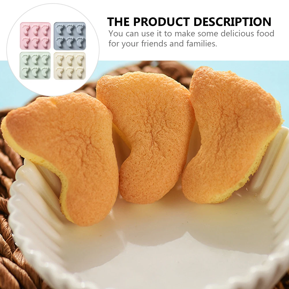 

4 Pcs Footprint Mold Chocolate Candy Mould Shape Cake Ice Silica Gel Silicone Fondant