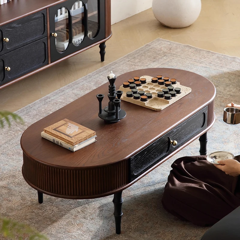 

Round Standing Coffee Table Aesthetic Unique Antique Industrial Coffee Table Storage Decoration Meubles Chinese Style Furniture