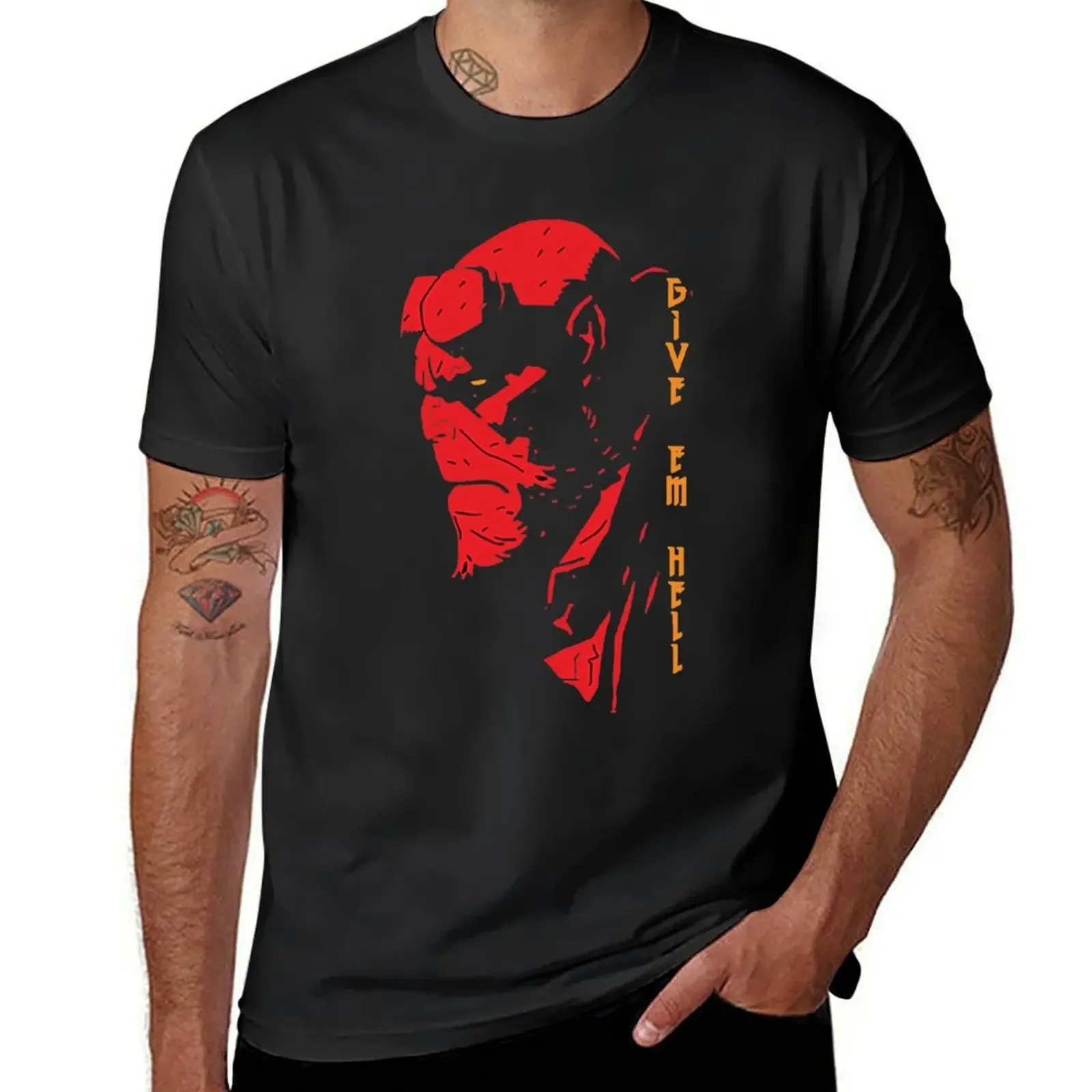 Hellboy - Give em Hell T-Shirt shirts graphic tees tshirts personalised graphic shirts baggy shirts t for men