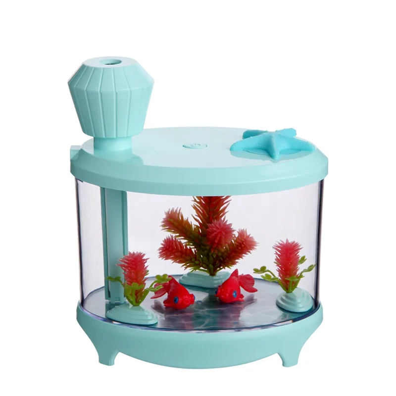 

Creative Fish Tank Air Humidifier Diffuser Colorful Night Light DC5V USB Mini Mist Maker 460ML Water Diffuser Green