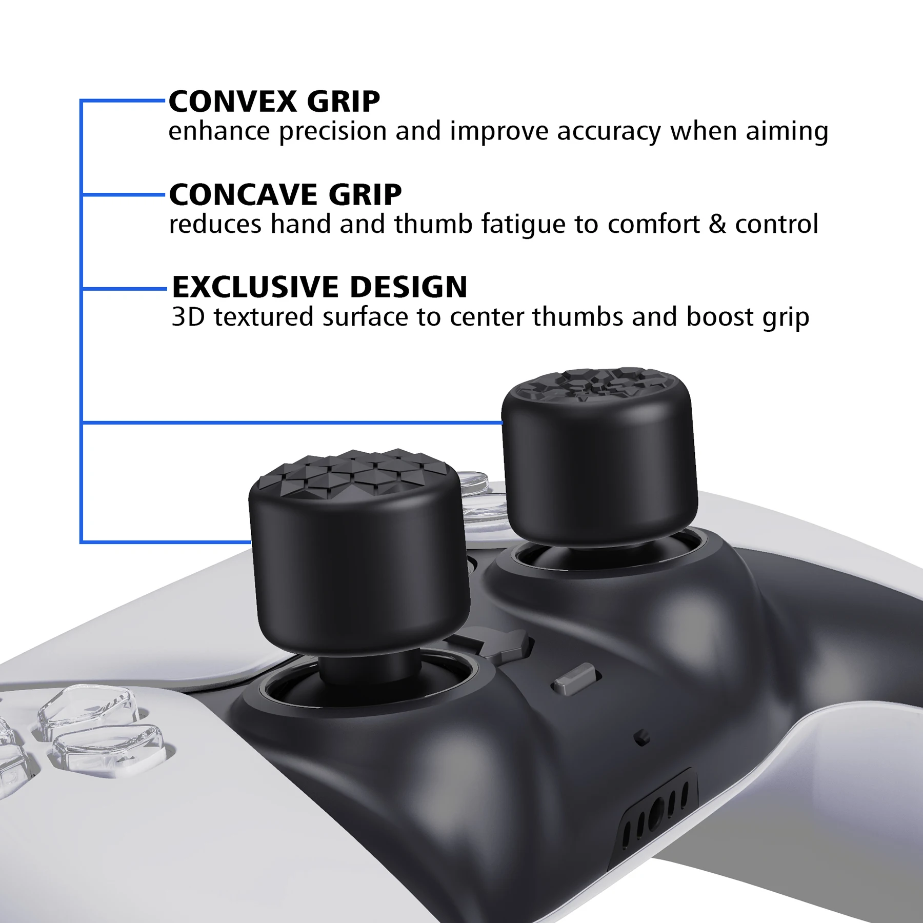 PlayVital Stick Caps Thumb Grips for ps5/ps4, for Xbox Series X/S & Xbox One X/S, for Switch Pro - Diamond Crushed Stone Designs