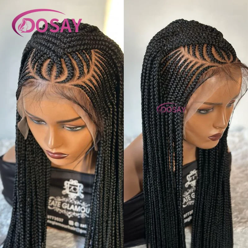 

Cornrow Braided Wigs 36inches Synthetic Full Lace Front Wig for Black Women Knotless Box Braided Lace Wig Faux Locs Braids Wigs