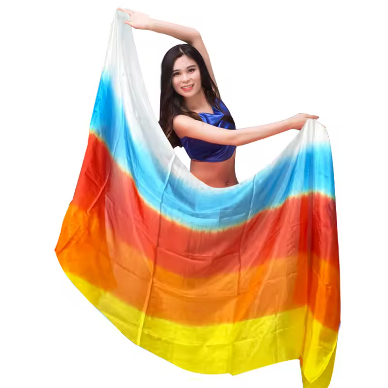 Belly dance Scarf Silk Veils Belly Dance veil Shawls Women Light Hand Thrown Scarf Shawl Gradient Silk Veil Dance Performance - Image 7