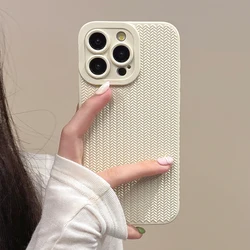 Fine hole woven pattern silicon phone case for iPhone 16 15 14 13 12 11 Pro X XR XS Max full camera shockproof soft bumper cover