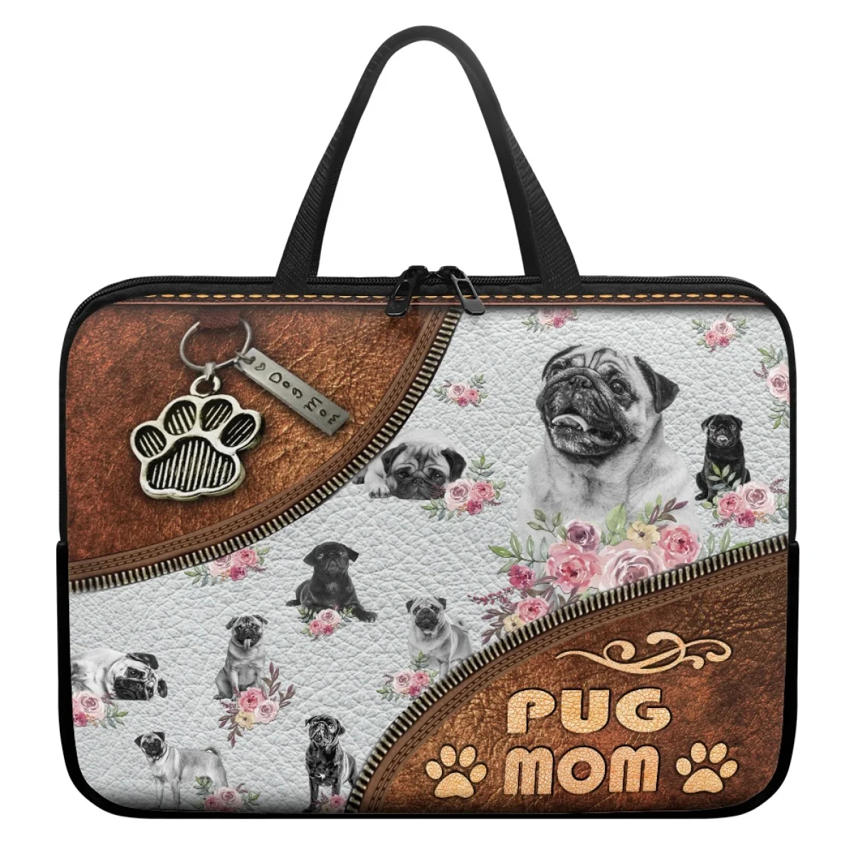 Personalized Dog Gift for Women Handbags Dog Lovers DIY Pet Name Travel Portable Pug German Shepherd Printed Computer Laptop Bag