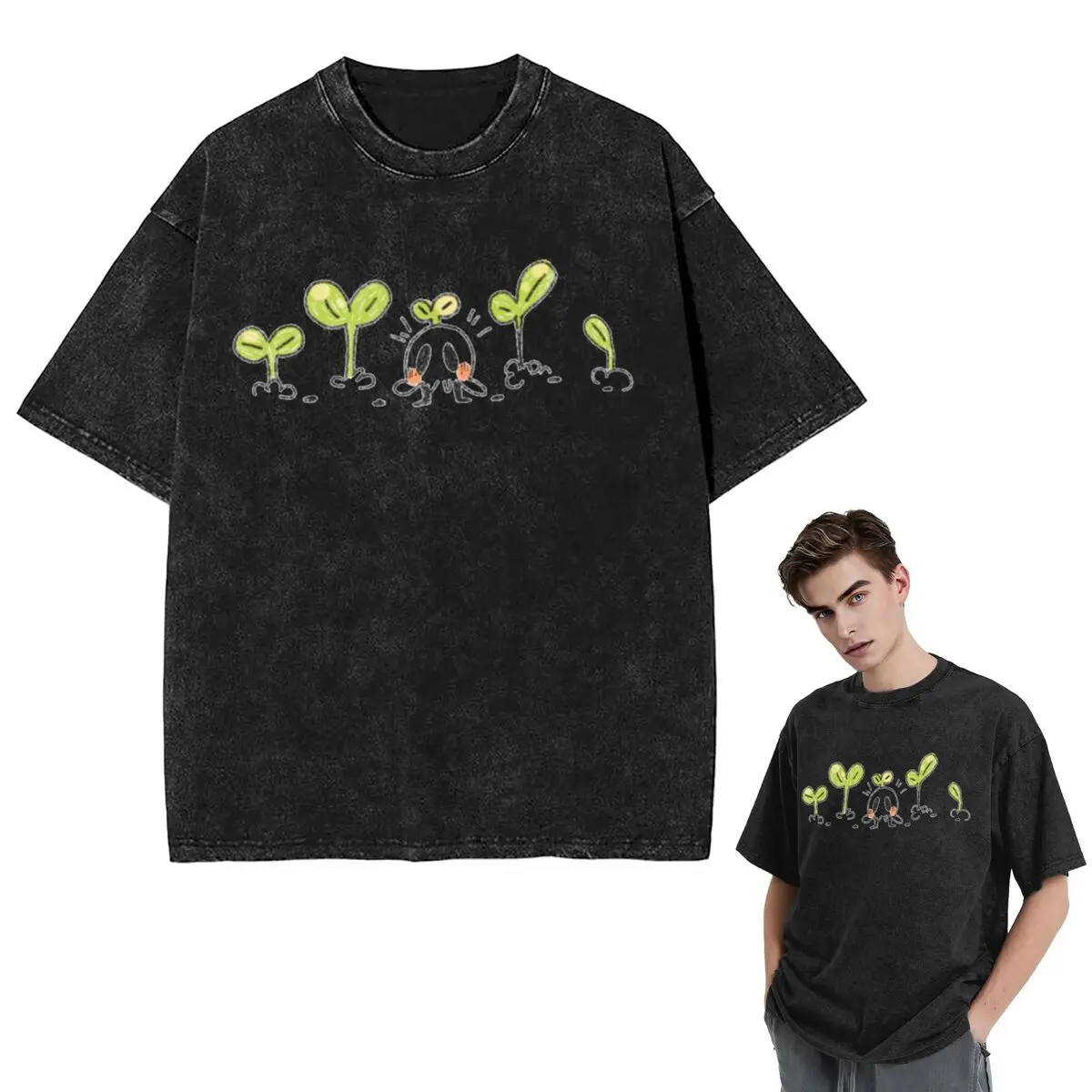 

Уличная одежда Футболки Sprout Hanging Out With Other Sprouts Промытая футболка с коротким рукавом Футболка в стиле хип-хоп Топы Футболки для мужчин и женщин