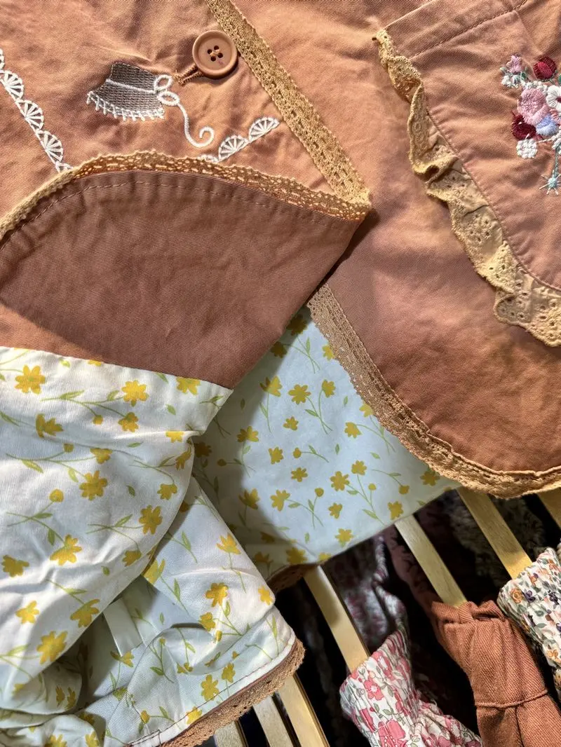 Bawełniana Słodka Kawaii Haftowana Falbankowa Koronkowa Kamizelka Damska Cottagecore Mori Girl Vintage Koreańska Harajuku Rokoko Edwardiańska Kamizelka