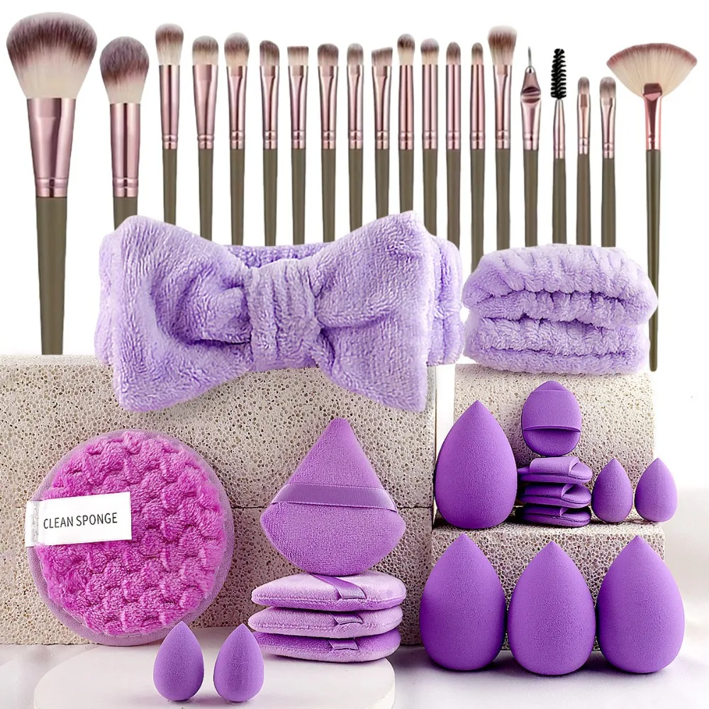 

42pc Full Face Brush Collection - Chocolate Shade Vegan Brushes & Blending Sponge