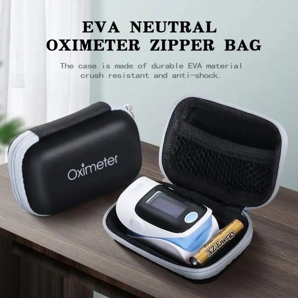 Hard EVA Pulse Oximeter Storage Bag Carrying Case Zipper Fingertip Pulse Oximeter Bag Protective Box Strong Space
