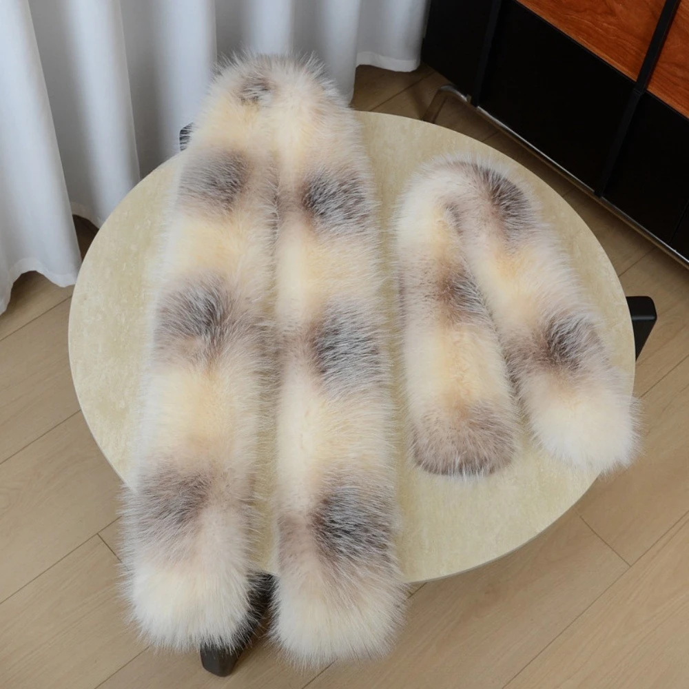 Gradient Faux Fur Long Scarf Optional Fluffy Winter Neck Wrap Thick Windproof Plush Shawl Overcoat Daily Party Women Accessory