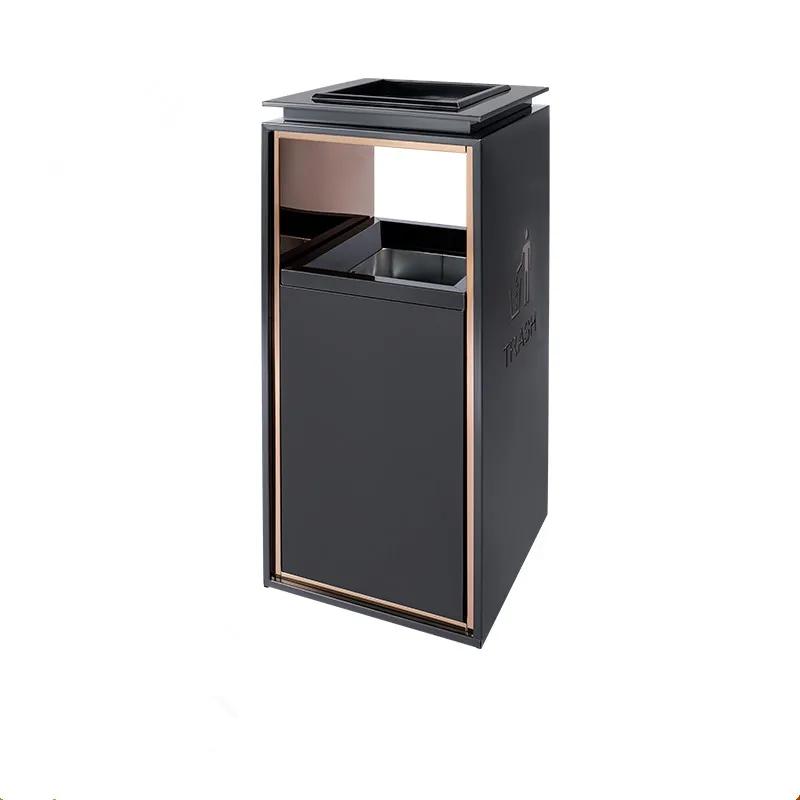 

Hotel stainless steel trash can lobby shopping mall lobby elevator entrance vertical outdoor leather box with ashtray