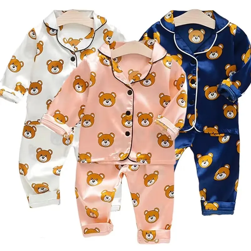 Boys Girls Kids Pajama Sets Cartoon Cow Long Sleeve T-Shirt Tops with Pants Toddler Baby Sleeping Clothes Pijamas Sleepwear