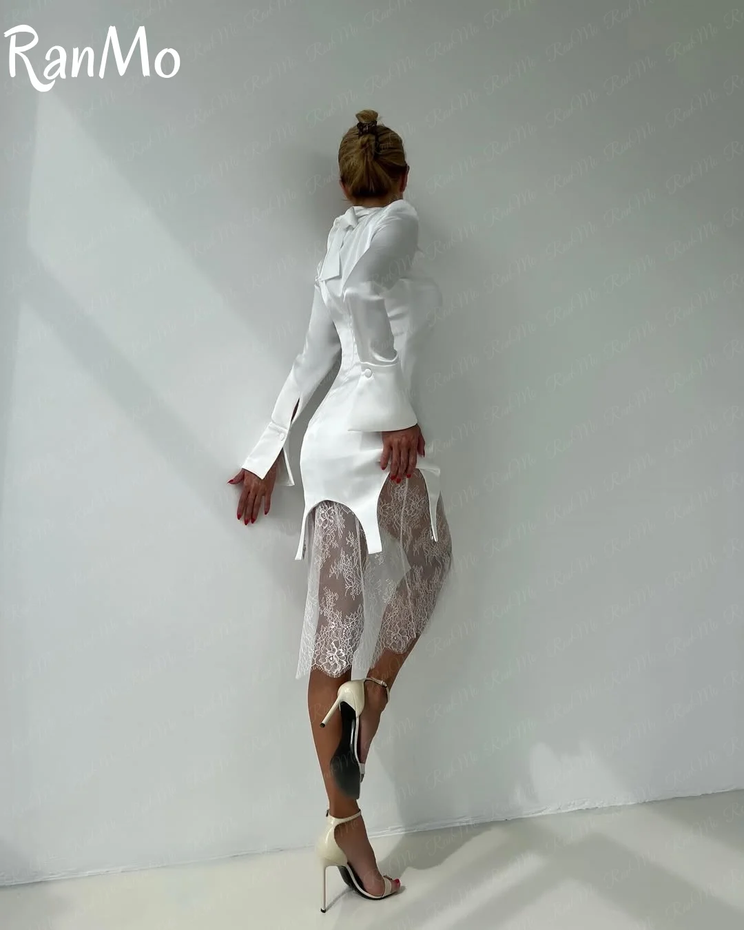 Ranmo 2025 우아한 인어 새틴 아랍어 댄스 파티 드레스 긴 소매 이브닝 가운 공식 드레스 로브 드 Soirée 차 길이 맞춤형