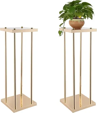 8pcs31.5inch Metalen Bloem Vloervaas Kolom Bloem Stand Goud Rechthoekige Bloemendisplay voor Bruiloft Tafel Thuis Feestdecoratie