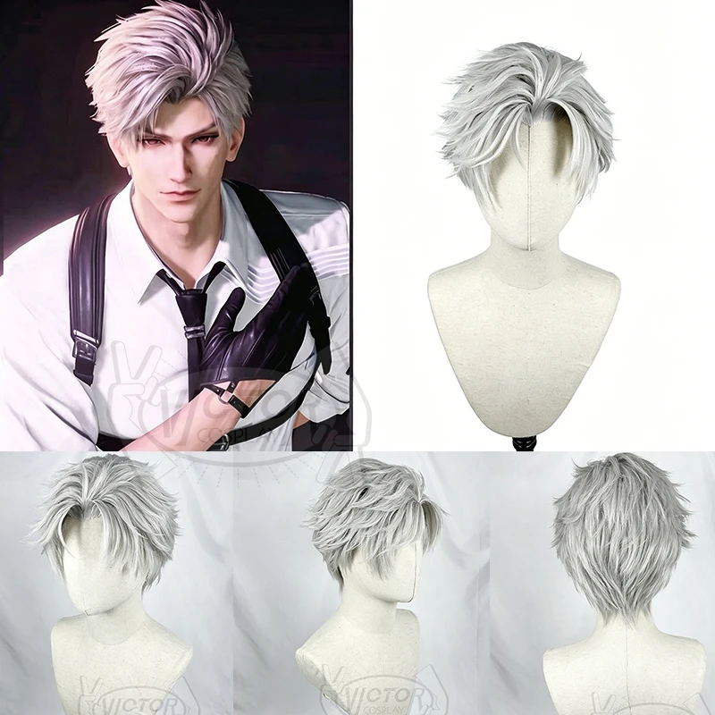 

Styled Sylus wig Love And Deepspace Relentless Conqueror Cosplay Customized Men Synthetic Wig Grey Onychinus Halloween Party