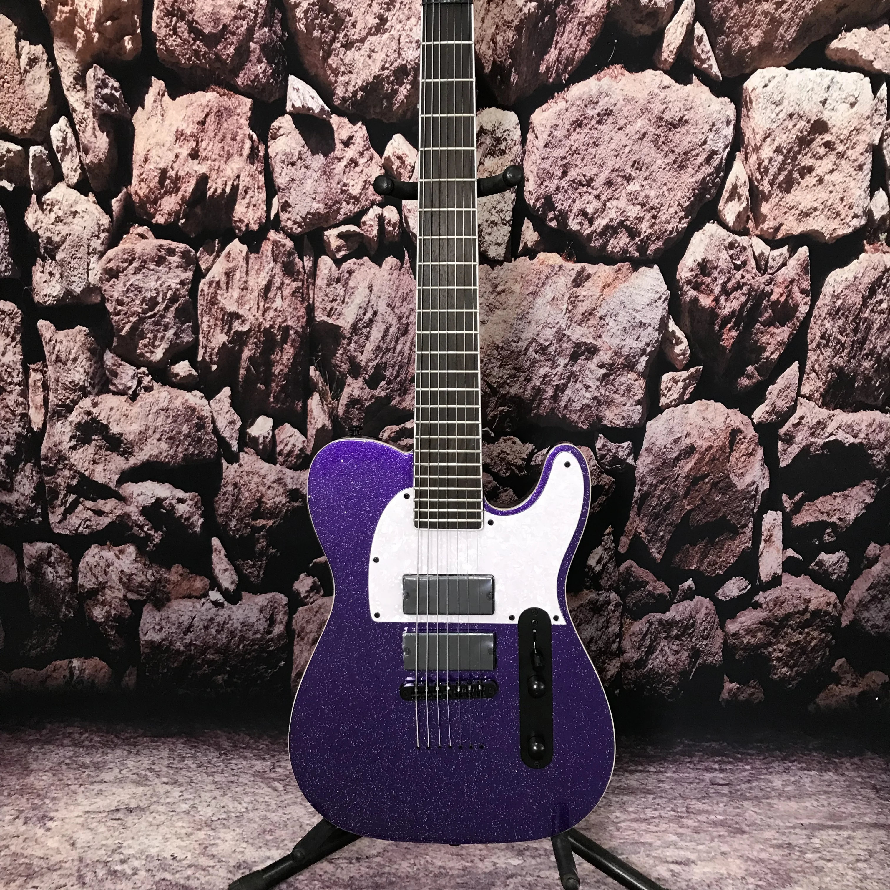 Factory customization electric guitar metal purple color 7 string fixed bridge