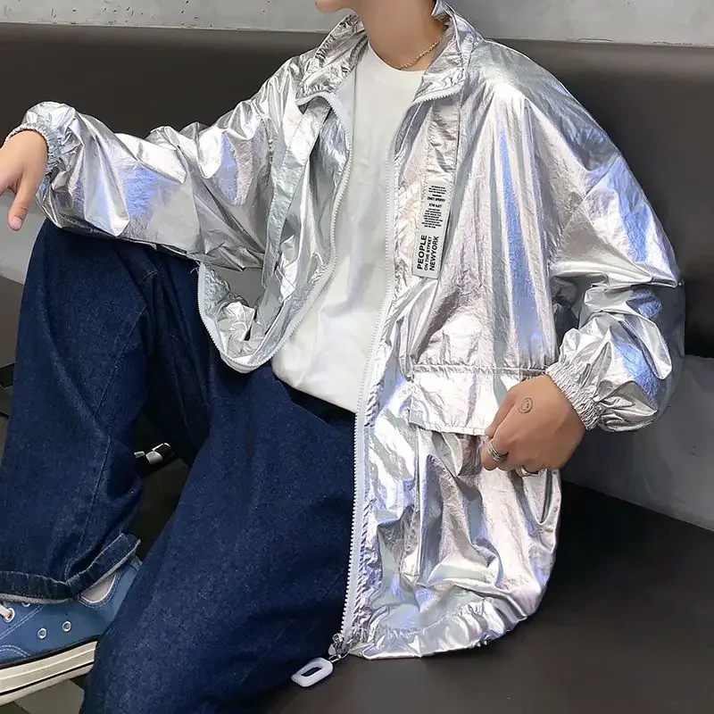 

Laser Hologram Loosen Casual Jacket Man Boy's Chic Stage Show Hip Hop Dance Coat