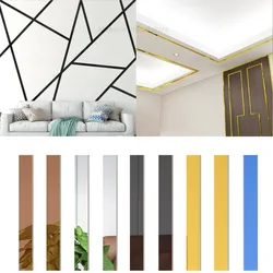 Acrylic Mirror Wall Sticker Rectangular Self-adhesive Wall Sticker DIY Background Wall Waist Line Home Living Room Decor
