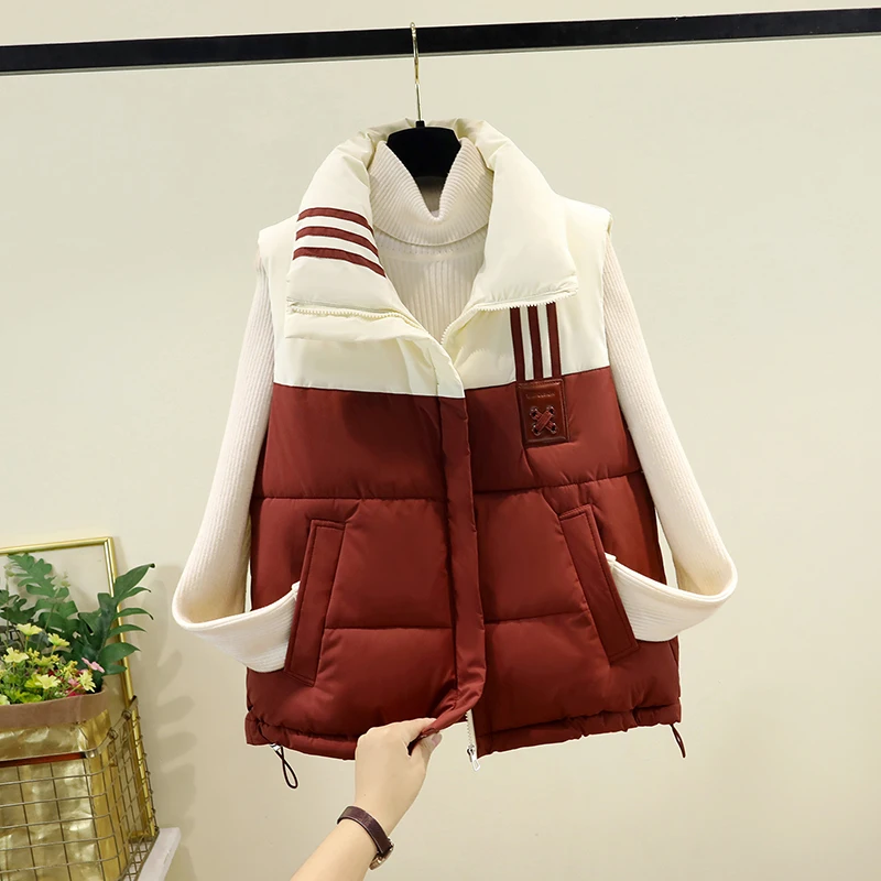 

Женский хлопковый жилет на пуху, осень-зима 2022, цветной воротник-стойка, верхняя одежда с воротником-стойкой, воротник-стойка, воротник-стойка Jaet