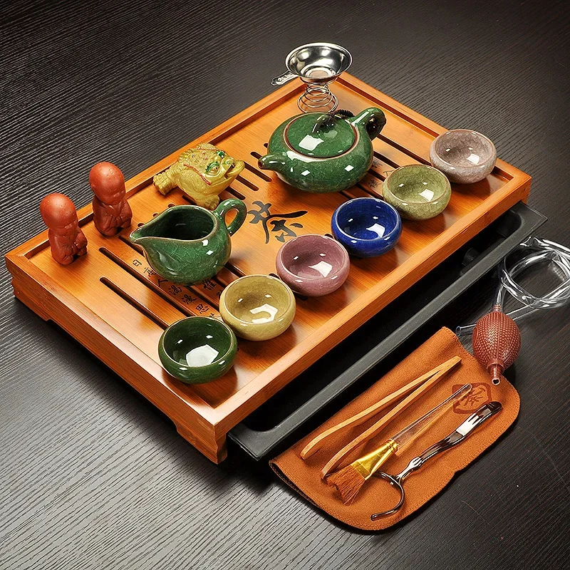 Chinese Tea Set with Tray Gaiwan Infusers Teapot Kit Chinese Luxury Kung Fu Tea Cup Set Complete Gift Kitchen Te Teapot