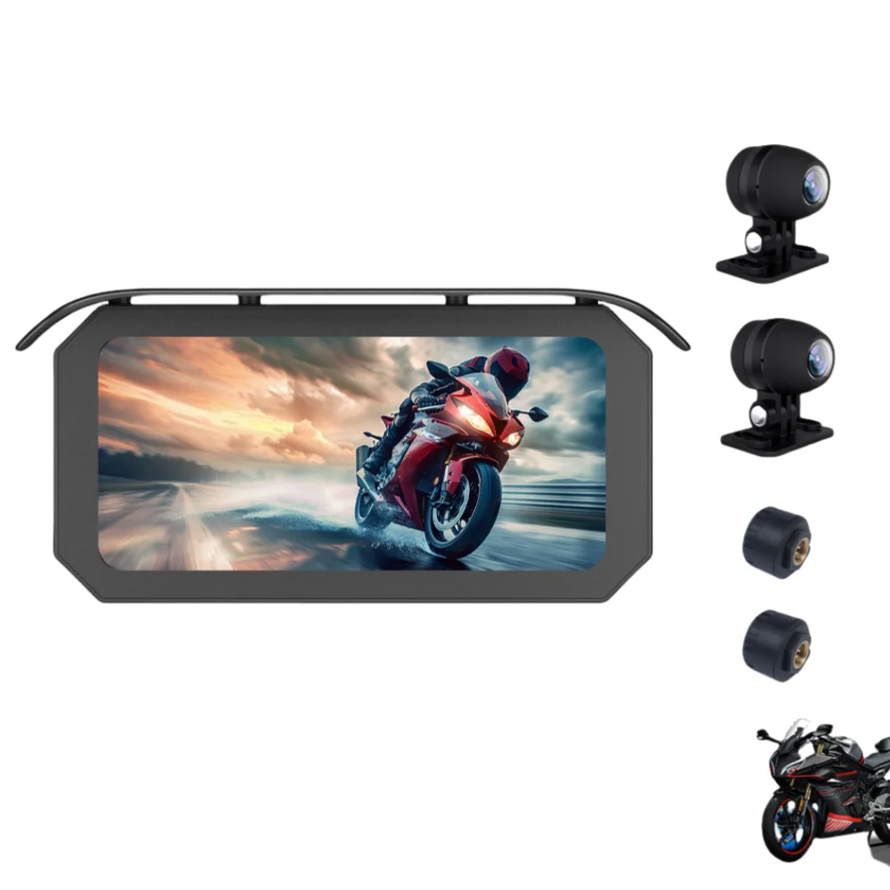 

6.25" Motorcycle Retrofit Kit Dual 1080P Camera IP67 TPMS GPS Dash Cam CarPlay Android CS92B