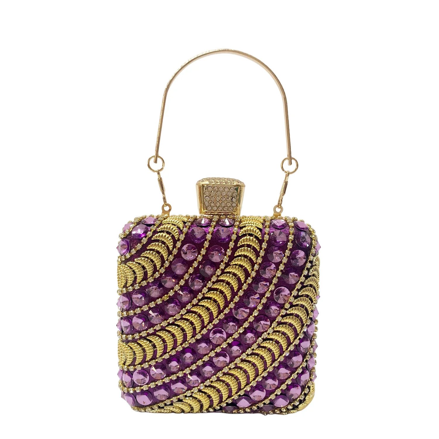 

Shiny Purple Color Shoes and Bag Elegant Handbags and Medium Heel Shoes Beautiful Handmade shoes For Wedding Party