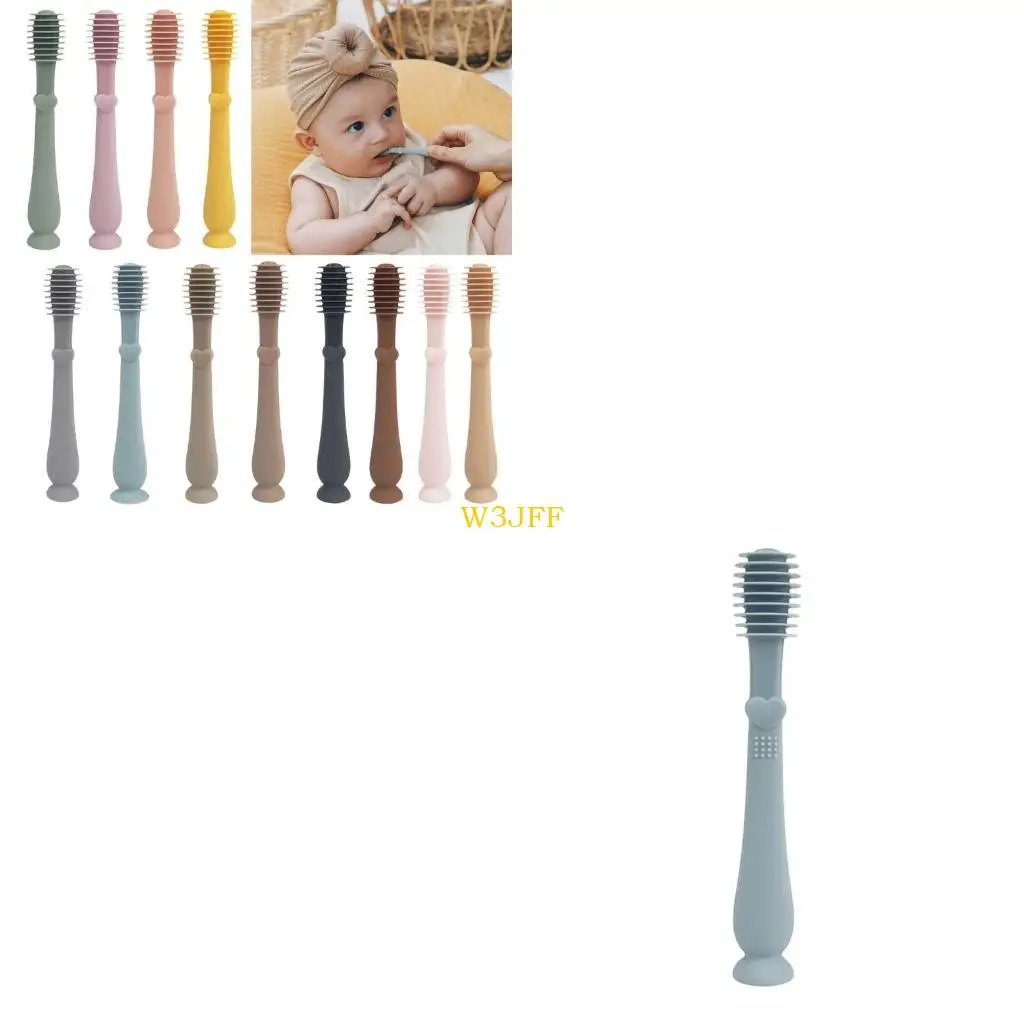 

W3JF Kid Dental Care Training Toothbrush Silicone Toothbrush for 0-2 Year Toddlers Infant Manual Cleaning Brush