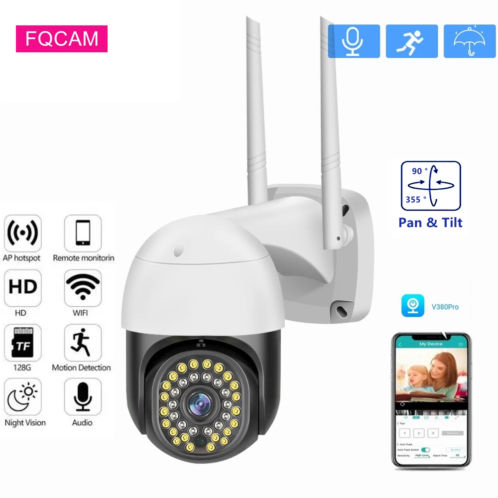 5MP Smart Home Wireless Camera Outdoor Speed Dome Two Ways AUDIO Pan Tilt Security Camera V380 Pro APP Motion Detection