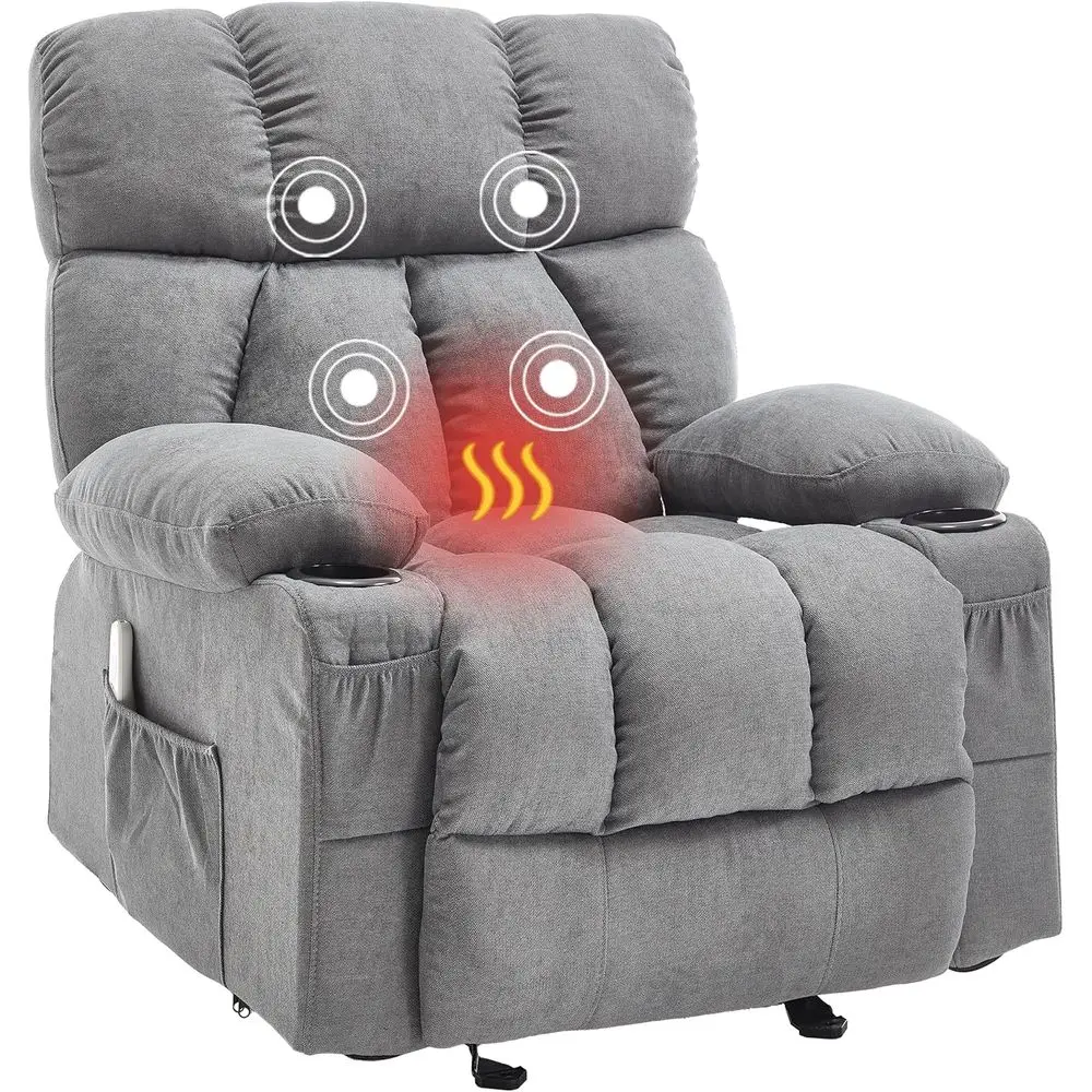 

Massage Rocker Recliner Chair with Heat and Vibration Ergonomic Rocking Lounge Chair or Living Room Comy Overstued Recliner with
