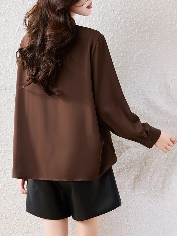 

Casual Faionable Long Sve Women's irt Autumn 2025 Slimming Loose Design Large Size Collar Button up Mid-Length