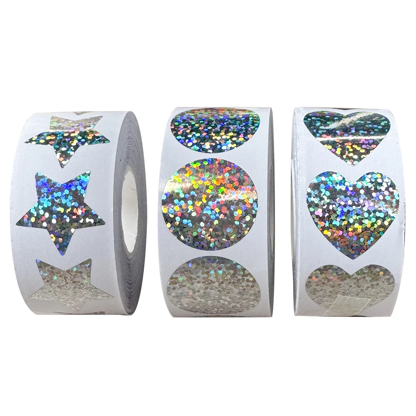 JCAC 500pcs/roll 2.5cm Rainbow Holographic Thank You Seal Stickers, Self-Adhesive Commercial Decoration Labels