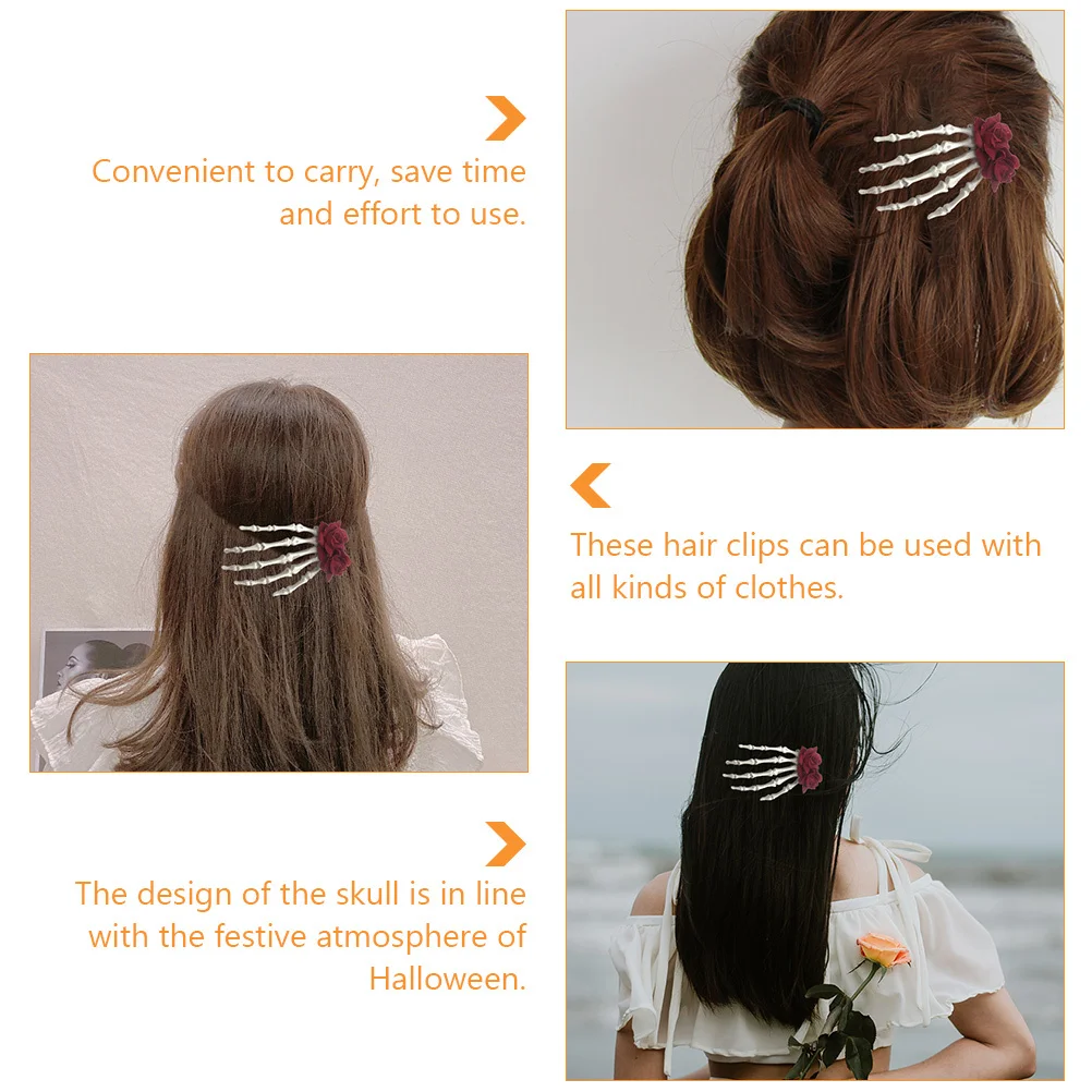 

2 шт., заколки для волос с черепом, заколки для волос на Хэллоуин, прочные вечерние головные уборы, разные цвета, классические вечерние аксессуары для волос