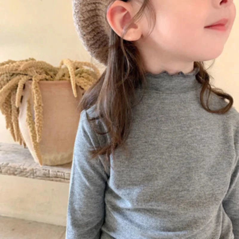 

Baby Girls Undershirt Turtleneck Warm Bottoming Shirt Spring Autumn Long Sleeves T-shirt Underwear Girls Casual Tops Tees 1~7 Y