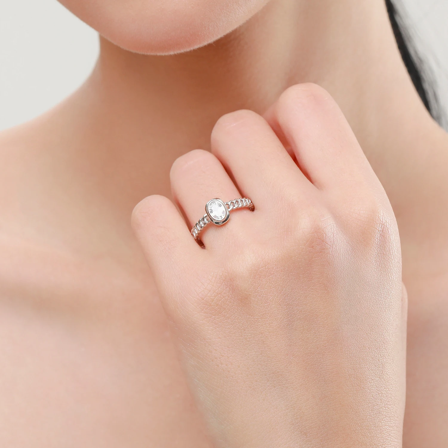 MODIAN 925 Sterling Silver Hollow Lock Clear CZ Rings for Women 2021 New Party Rectangle Ring Fine Wedding Jewelry Bijoux Gifts