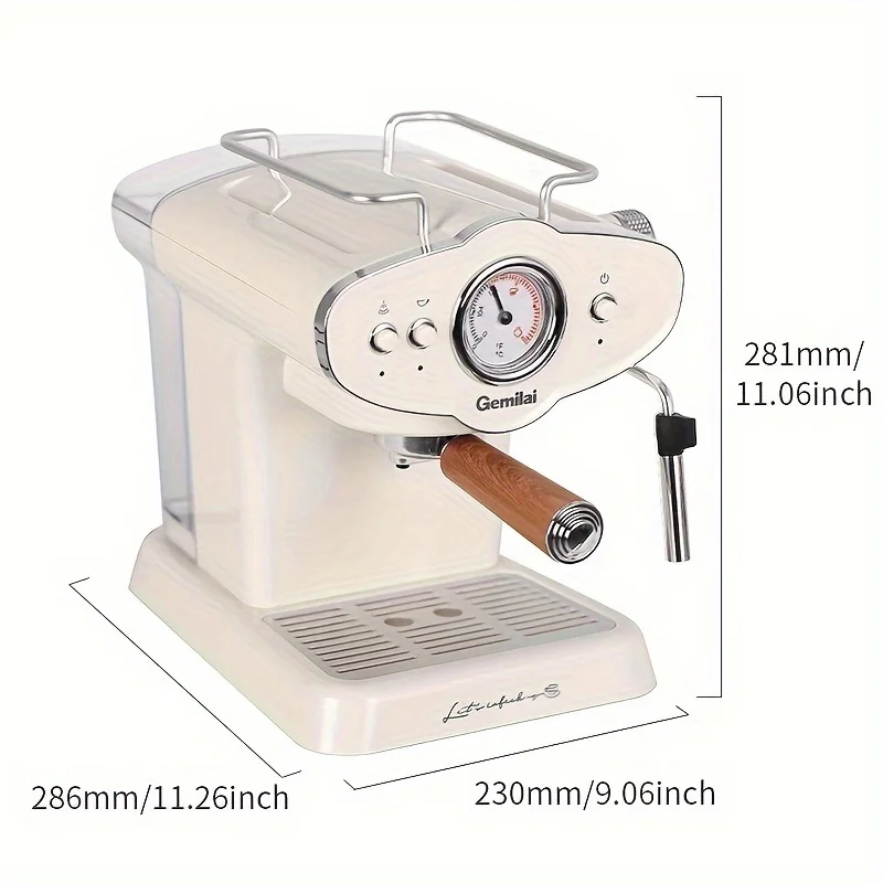 coffee maker machine Semi-automatic Espresso 15bar Retro Design  With Milk Frother design coffee frother