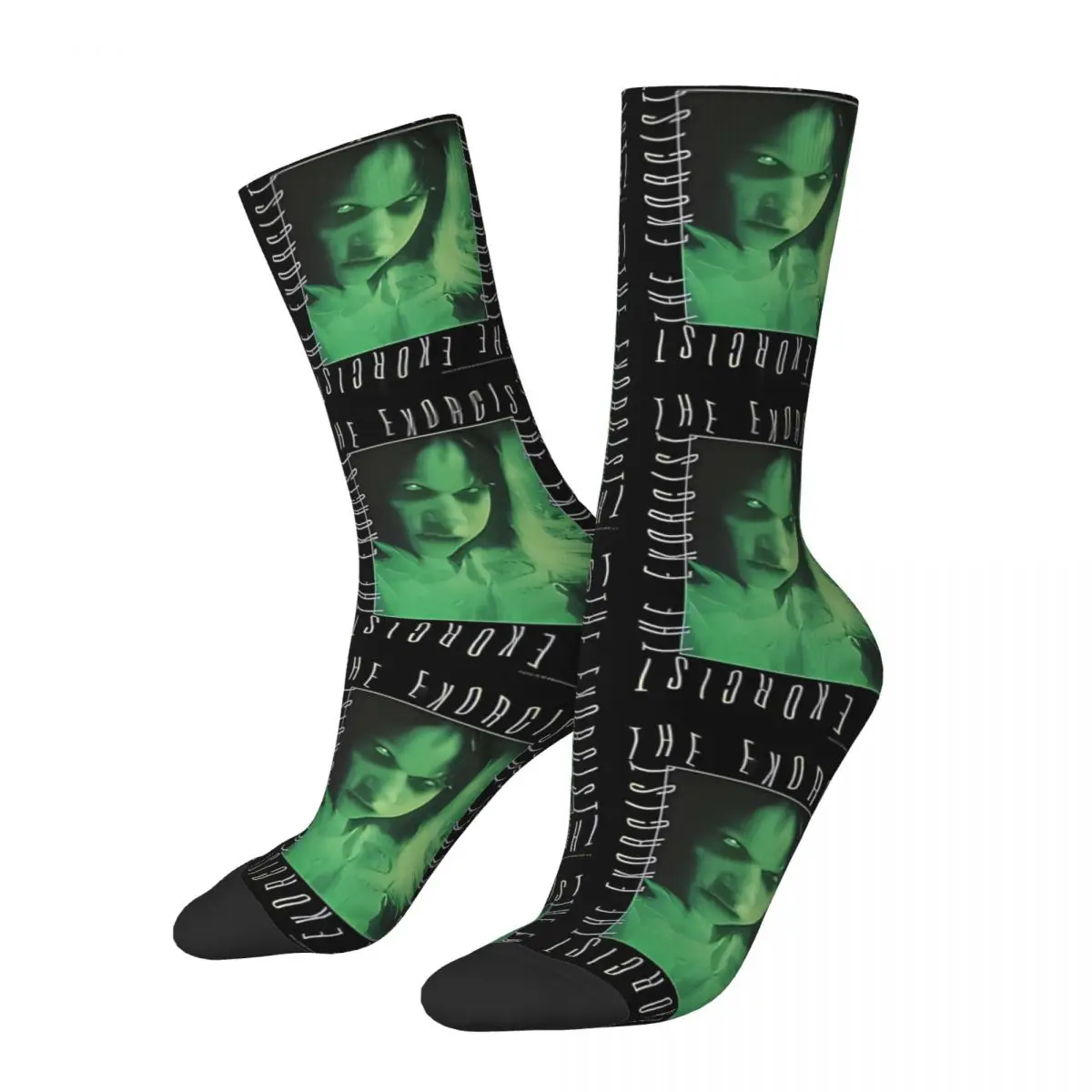 Funny Men's Socks Linda Blair 1973 Vintage The Exorcist Horror Film Hip Hop Novelty Crew Sock Gift Pattern Printed