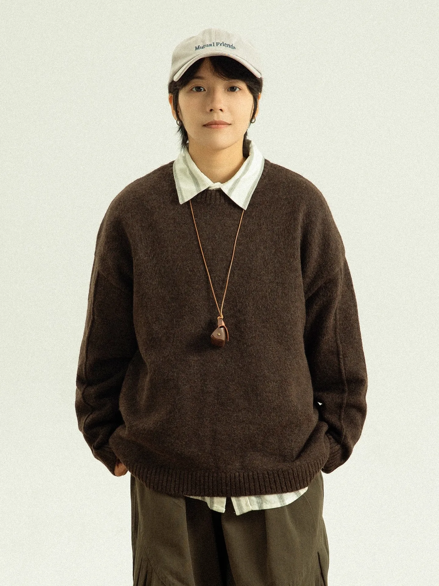 

GoodNorth Men's Loose Fit Thiened round Ne Pullover Knitwear Casual Basic Layering Top Autumn Winter Faion Streetwear