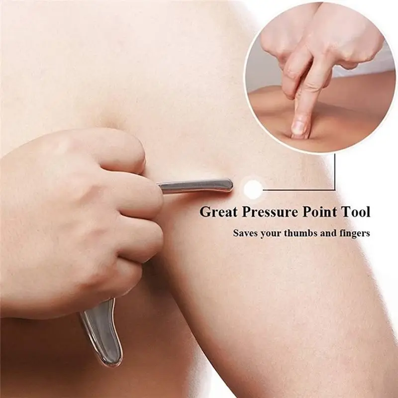BABZ Stainless Steel Trigger Massage Tool Deep Tissue Acupressure for Myofascial Release Pain Relief Gua Sha