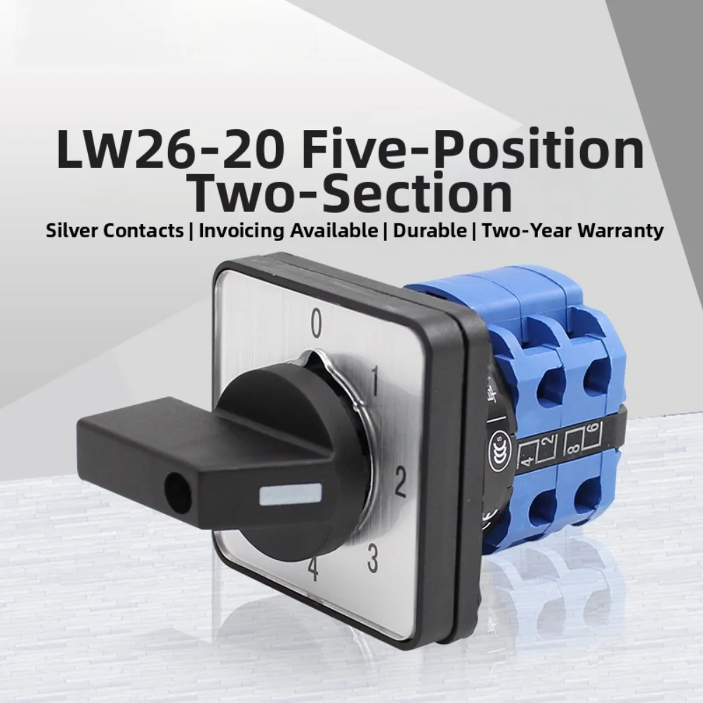 20A 660V Rotary Cam Changeover Switch 5 Positions 4 Terminals For LW26-20 Series= For Industrial Motor Control And Circuit Test