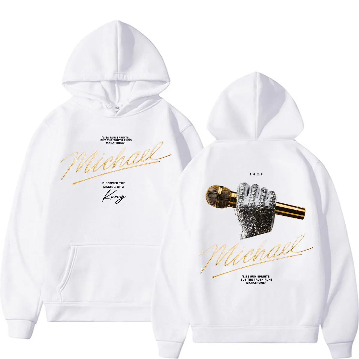 Michael Jackson Signature Microphone Hand Pattern Printed Hoodie Sweatshirt Men's and Women's Hoodie Men's Tops Sports Hoodie