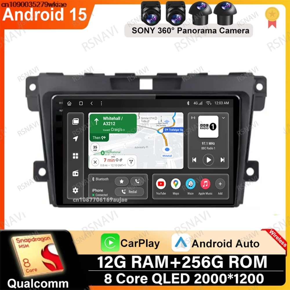 أندرويد 15 لمازدا CX-7 CX7 2008 2009 2010 2010 - 2015 راديو السيارة الوسائط المتعددة واي فاي + 4G 9/10 بوصة أنظمة DSP كوالكوم اللاسلكية BT